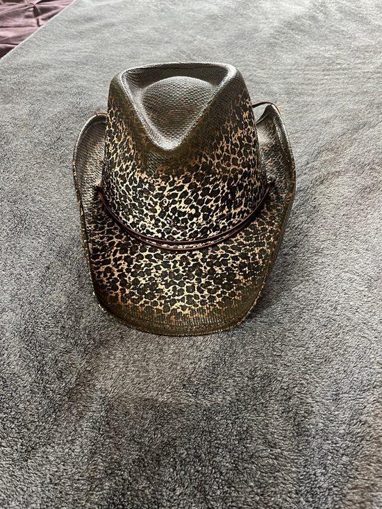 Rock & Roll Cowgirl Accessories - Leopard Print Straw Cowboy Hat - Brown & Tan